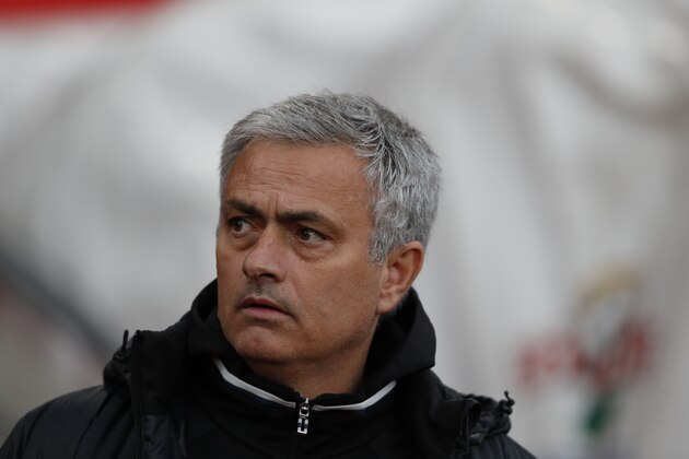 Manchester United's Portuguese manager Jose Mourinho waits for kick off of the English Premier League football match between Southampton and Manchester United at St Mary's Stadium in Southampton, southern England on May 17, 2017. / AFP PHOTO / Adrian DENNIS / RESTRICTED TO EDITORIAL USE. No use with unauthorized audio, video, data, fixture lists, club/league logos or 'live' services. Online in-match use limited to 75 images, no video emulation. No use in betting, games or single club/league/player publications.  /         (Photo credit should read ADRIAN DENNIS/AFP/Getty Images)