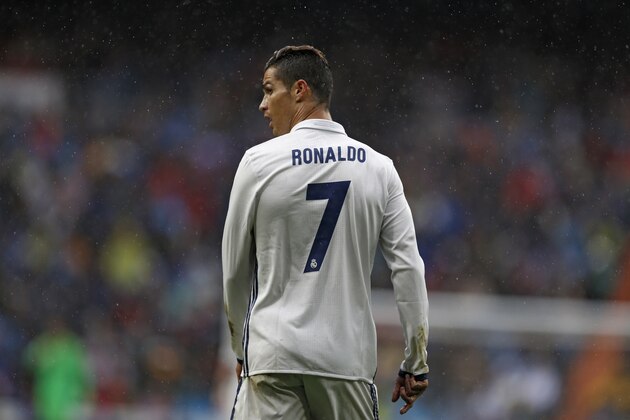 Real Madrid's Cristiano Ronaldo looks on during the Spanish La Liga soccer match between Real Madrid and Valencia at the Santiago Bernabeu stadium in Madrid, Saturday, April 29, 2017. Ronaldo scored once in Real Madrid's 2-1 victory. (AP Photo/Francisco Seco)