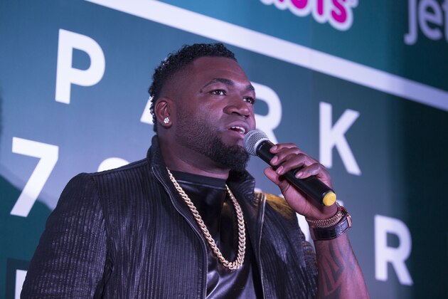 BOSTON, MA - NOVEMBER 04:  David Ortiz addresses the crowd at his farewell party hosted by Mastercard at Empire Restaurant and Lounge on November 4, 2016 in Boston, Massachusetts.  (Photo by Scott Eisen/Getty Images for Mastercard )