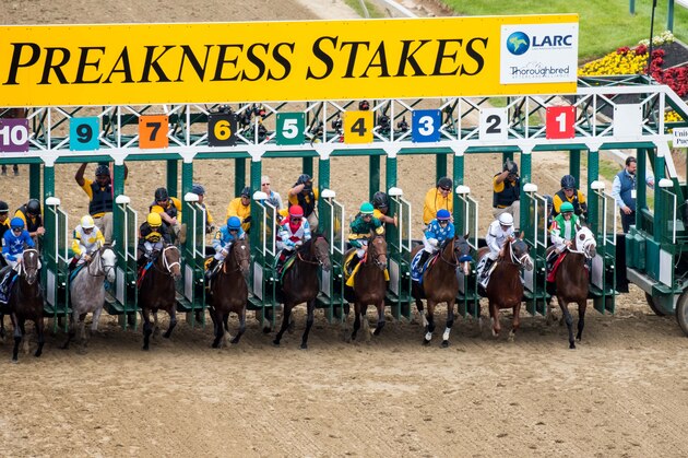 BALTIMORE, MD - MAY 20: The field breaks from the gate at the start of the LARC Sir Baron Stakes on Preakness Stakes Day at Pimlico Race Course on May 20, 2017 in Baltimore, Maryland. No Mo Dough #5, ridden by Jose Ortiz, won the race. (Photo by Dan Heary/Eclipse Sportswire/Getty Images)