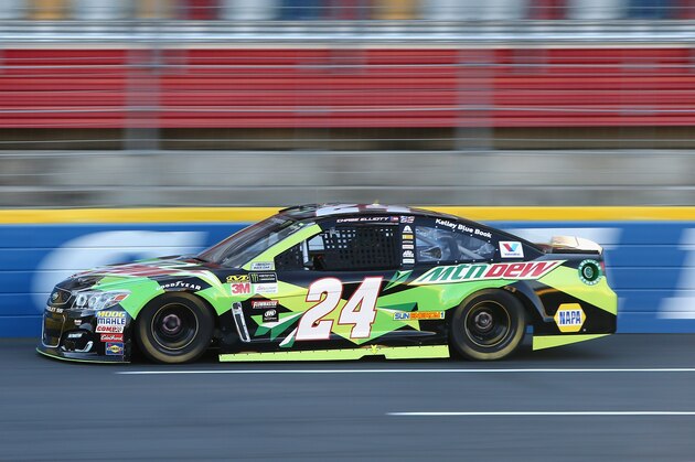 CHARLOTTE, NC - MAY 20:  Chase Elliott, driver of the #24 Mountain Dew Chevrolet, races during the Monster Energy NASCAR Open at Charlotte Motor Speedway on May 20, 2017 in Charlotte, North Carolina.  (Photo by Jerry Markland/Getty Images)