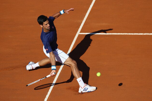 ROME, ITALY - MAY 21:  Novak Djokovic of Serbia in action during the men's Final against Alexander Zverev of Germany on Day Eight of the Internazionali BNL d'Italia 2017  at Foro Italico on May 21, 2017 in Rome, Italy.  (Photo by Michael Steele/Getty Images)