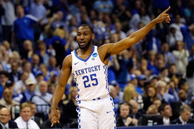 MEMPHIS, TN - MARCH 24:  Dominique Hawkins #25 of the Kentucky Wildcats reacts after a play in the first half against the UCLA Bruins during the 2017 NCAA Men's Basketball Tournament South Regional at FedExForum on March 24, 2017 in Memphis, Tennessee.  (Photo by Kevin C. Cox/Getty Images)