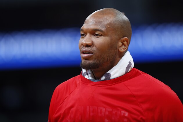 Los Angeles Clippers center Marreese Speights (5) in the first half of an NBA basketball game Thursday, March 16, 2017, in Denver. (AP Photo/David Zalubowski)