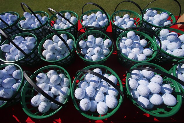 Sep 22, 2016; Atlanta, GA, USA; General view of golf balls in buckets prior to the 2016 Tour Championship at East Lake Golf Club. Mandatory Credit: Butch Dill-USA TODAY Sports