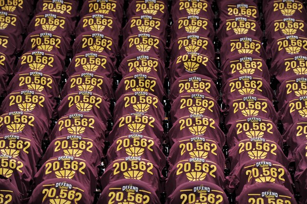 CLEVELAND, OH - MAY 23: Shirts are placed on the seats for fans before the game between the Cleveland Cavaliers and the Boston Celtics in Game Four of the Eastern Conference Finals of the 2017 NBA Playoffs on May 23, 2017 at The Quicken Loans Arena in Cleveland, Ohio. NOTE TO USER: User expressly acknowledges and agrees that, by downloading and/or using this Photograph, user is consenting to the terms and conditions of the Getty Images License Agreement. Mandatory Copyright Notice: Copyright 2017 NBAE (Photo by David Liam Kyle/NBAE via Getty Images)