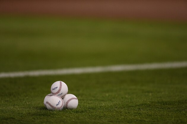 MIAMI, FL - APRIL 08:  A pile of Rawlings baseballs sits on the field before the game between the Miami Marlins and the Atlanta Braves at Marlins Park on April 8, 2015 in Miami, Florida.  (Photo by Rob Foldy/Getty Images)
