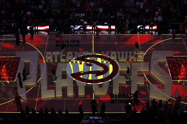 ATLANTA, GA - APRIL 28:  Overhead shot of the court before Game Six of the Eastern Conference Quarterfinals between the Atlanta Hawks and the Washington Wizards at Philips Arena on April 28, 2017 in Atlanta, Georgia.  (Photo by Mike Zarrilli/Getty Images)