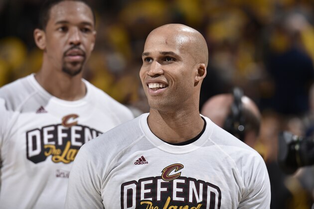 CLEVELAND, OH - MAY 1:  Richard Jefferson #24 of the Cleveland Cavaliers is seen before Game One of the Eastern Conference Semifinals of the 2017 NBA Playoffs on May 1, 2017 at Quicken Loans Arena in Cleveland, Ohio. NOTE TO USER: User expressly acknowledges and agrees that, by downloading and/or using this photograph, user is consenting to the terms and conditions of the Getty Images License Agreement. Mandatory Copyright Notice: Copyright 2017 NBAE (Photo by David Liam Kyle/NBAE via Getty Images)