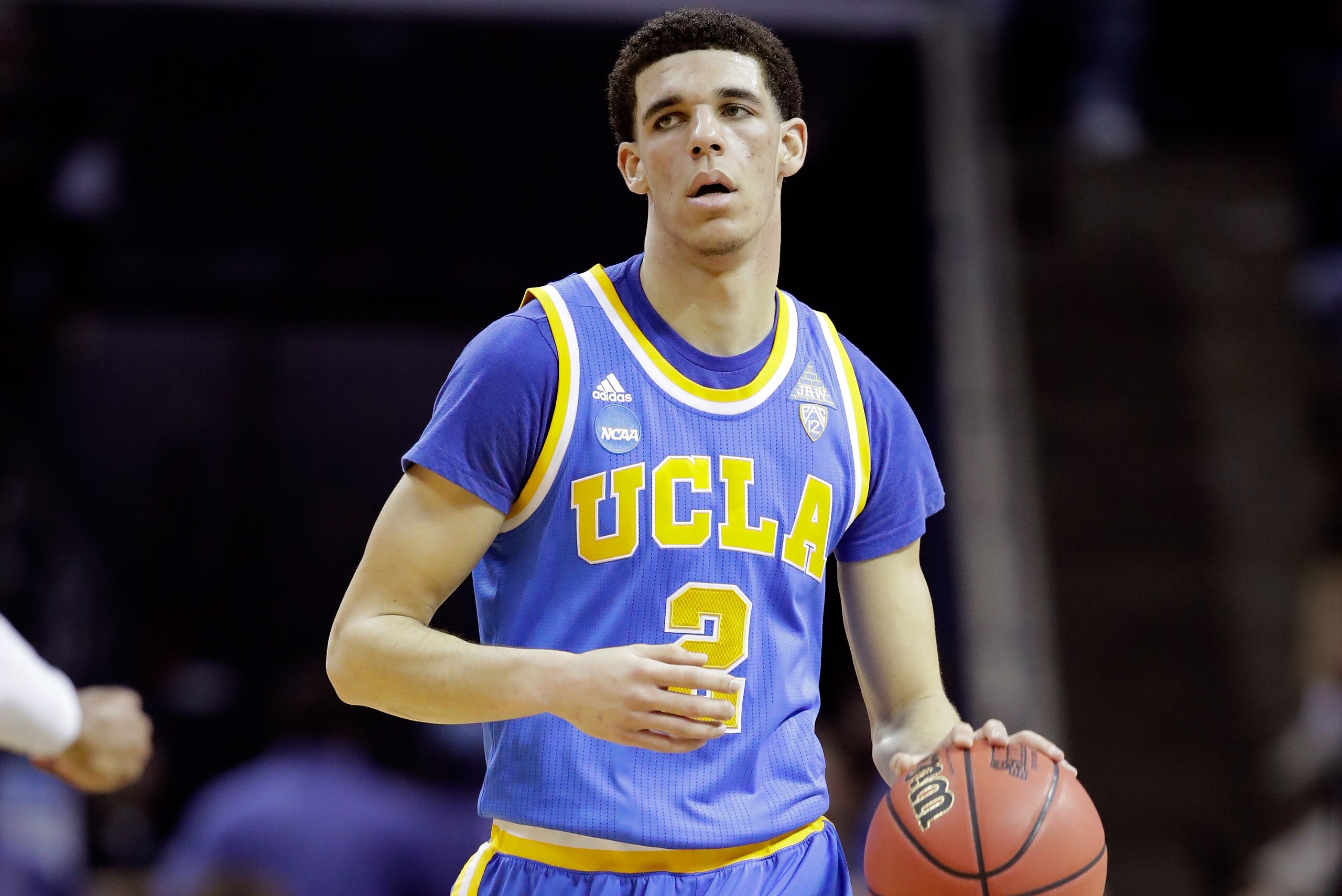 MEMPHIS, TN - MARCH 24: Lonzo Ball #2 of the UCLA Bruins brings the ball up court in the first half against the Kentucky Wildcats during the 2017 NCAA Men's Basketball Tournament South Regional at FedExForum on March 24, 2017 in Memphis, Tennessee.  (Photo by Andy Lyons/Getty Images)