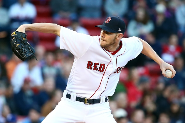 BOSTON, MA - MAY 24:  Chris Sale #41 of the Boston Red Sox delivers in the second inning of a game against the Texas Rangers at Fenway Park on May 24, 2017 in Boston, Massachusetts.  (Photo by Adam Glanzman/Getty Images)
