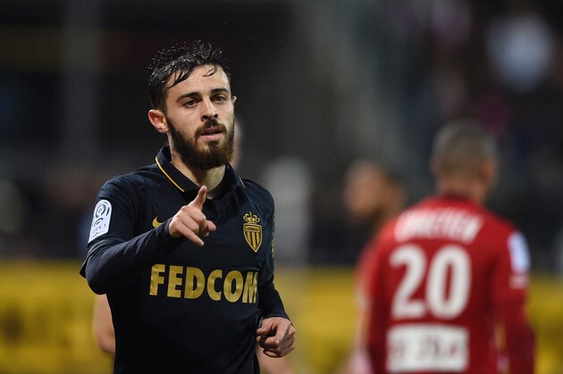 Monaco's Portuguese midfielder Bernardo Silva celebrates after scoring a goal during the French Ligue 1 football match between Nancy (ASNL) and Monaco (ASM) on May 6, 2017 at Marcel Picot stadium in Tomblaine, eastern France.  / AFP PHOTO / Jean Christophe VERHAEGEN        (Photo credit should read JEAN CHRISTOPHE VERHAEGEN/AFP/Getty Images)