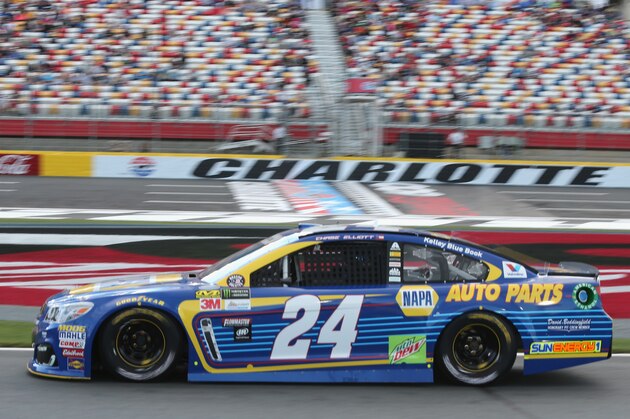 CHARLOTTE, NC - MAY 25:  Chase Elliott, driver of the #24 NAPA Chevrolet, drives down pit land during qualifying for the Monster Energy NASCAR Cup Series Coca-Cola 600 at Charlotte Motor Speedway on May 25, 2017 in Charlotte, North Carolina.  (Photo by Jerry Markland/Getty Images)