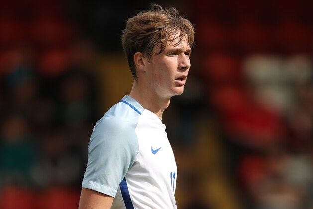 KIDDERMINSTER, ENGLAND - SEPTEMBER 04: Kieran Dowell of England during the International friendly match between England U20 and Brazil U20 at Aggborough Stadium on September 4, 2016 in Kidderminster, England. (Photo by Matthew Ashton - AMA/Getty Images)