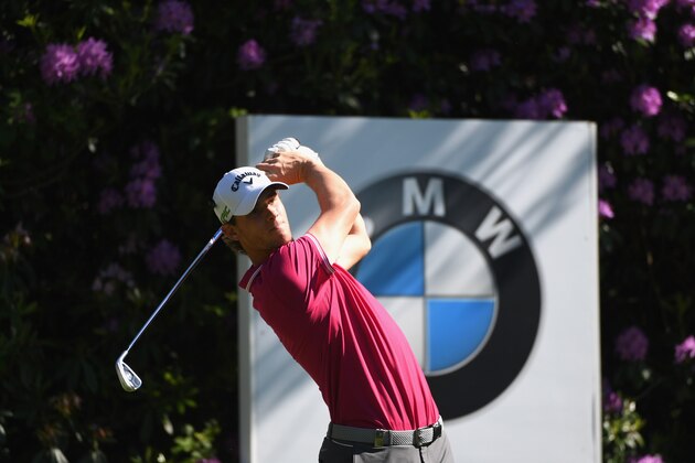 VIRGINIA WATER, ENGLAND - MAY 26:  Thomas Pieters of Belgium tees off on the 7th hole during day two of the BMW PGA Championship at Wentworth on May 26, 2017 in Virginia Water, England.  (Photo by Ross Kinnaird/Getty Images)