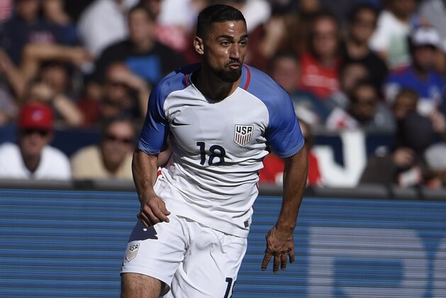 United States' Sebastian Lleget (18) plays during a friendly soccer match against Serbia Sunday, Jan. 29, 2017 in San Diego. (AP Photo/Denis Poroy)