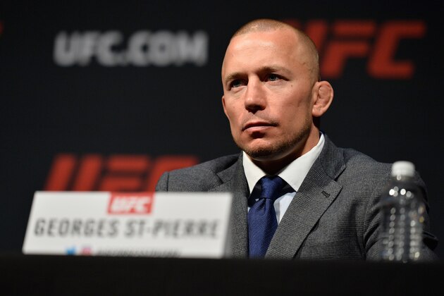 LAS VEGAS, NV - MARCH 03:  Georges St-Pierre speaks to the media during the UFC press conference at T-Mobile arena on March 3, 2017 in Las Vegas, Nevada. (Photo by Brandon Magnus/Zuffa LLC/Zuffa LLC via Getty Images)