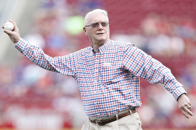 CINCINNATI, OH - JUNE 27: Hall of Fame pitcher and former Kentucky senator Jim Bunning throws out the first pitch before the game between the Chicago Cubs and Cincinnati Reds at Great American Ball Park on June 27, 2016 in Cincinnati, Ohio. The Cubs defeated the Reds 11-8. (Photo by Joe Robbins/Getty Images)