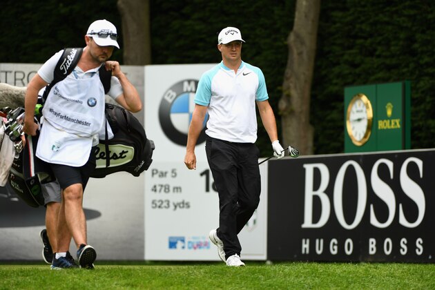 VIRGINIA WATER, ENGLAND - MAY 28:  Alex Noren of Sweden walks off the 18th tee during day four of the BMW PGA Championship at Wentworth on May 28, 2017 in Virginia Water, England.  (Photo by Ross Kinnaird/Getty Images)