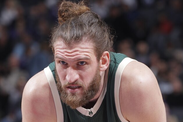 SACRAMENTO, CA - MARCH 22: Spencer Hawes #00 of the Milwaukee Bucks looks on during the game against the Sacramento Kings on March 22, 2017 at Golden 1 Center in Sacramento, California. NOTE TO USER: User expressly acknowledges and agrees that, by downloading and or using this photograph, User is consenting to the terms and conditions of the Getty Images Agreement. Mandatory Copyright Notice: Copyright 2017 NBAE (Photo by Rocky Widner/NBAE via Getty Images)