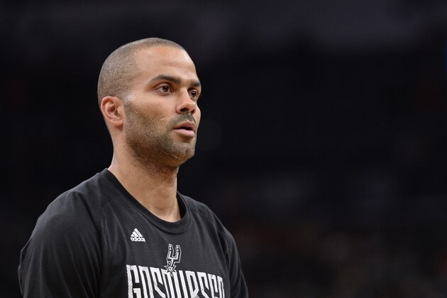 SAN ANTONIO, TX - MAY 3:  A close up shot of Tony Parker #9 of the San Antonio Spurs before Game Two of the Eastern Conference Semifinals against the Houston Rockets during the 2017 NBA Playoffs on MAY 3, 2017 at the AT&T Center in San Antonio, Texas. NOTE TO USER: User expressly acknowledges and agrees that, by downloading and or using this photograph, user is consenting to the terms and conditions of the Getty Images License Agreement. Mandatory Copyright Notice: Copyright 2017 NBAE (Photos by David Dow/NBAE via Getty Images)