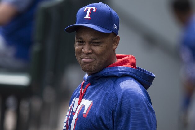 SEATTLE, WA - APRIL 16: Adrian Beltre #29 of the Texas Rangers stands in the dugout before a game against the Seattle Mariners at Safeco Field on April 16, 2017 in Seattle, Washington. The Mariners won the game 8-7. (Photo by Stephen Brashear/Getty Images)