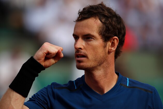 PARIS, FRANCE - MAY 30:  Andy Murray of Great Britain celebrates winning a point during the first round match against Andrey Kuznetsov of Russia on day three of the 2017 French Open at Roland Garros on May 30, 2017 in Paris, France.  (Photo by Clive Brunskill/Getty Images)