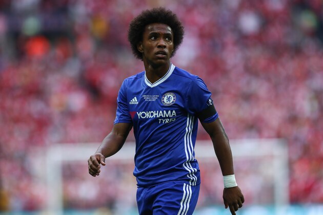 LONDON, ENGLAND - MAY 27:  Willian of Chelsea during the Emirates FA Cup Final match between Arsenal and Chelsea at Wembley Stadium on May 27, 2017 in London, England. (Photo by Robbie Jay Barratt - AMA/Getty Images)