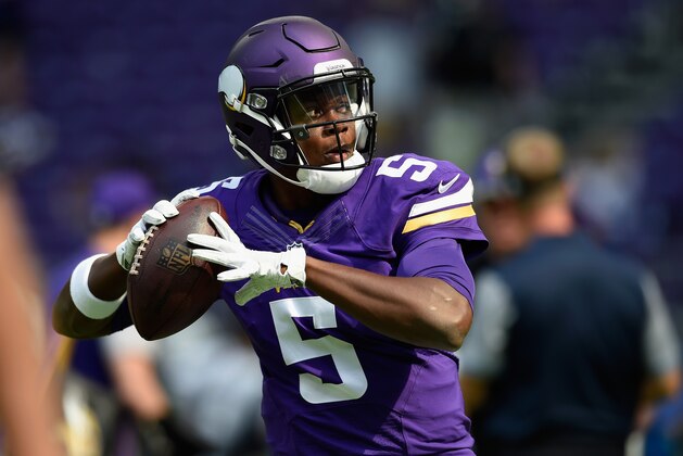 MINNEAPOLIS, MN - AUGUST 28: Teddy Bridgewater #5 of the Minnesota Vikings warms up before the game against the San Diego Chargers on August 28, 2016 at US Bank Stadium in Minneapolis, Minnesota. (Photo by Hannah Foslien/Getty Images)