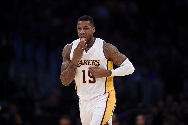 Los Angeles Lakers forward Thomas Robinson in action during the first half of an NBA basketball game against the Toronto Raptors in Los Angeles, Sunday, Jan. 1, 2017. (AP Photo/Kelvin Kuo)