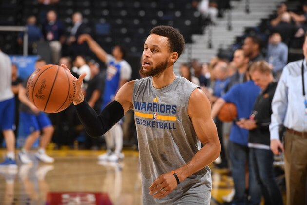 OAKLAND, CA - MAY 31: Stephen Curry of the Golden State Warriors dribbles during practice and media availability as part of the 2017 NBA Finals on May 31, 2017 at ORACLE Arena in Oakland, California. NOTE TO USER: User expressly acknowledges and agrees that, by downloading and or using this photograph, User is consenting to the terms and conditions of the Getty Images License Agreement. Mandatory Copyright Notice: Copyright 2017 NBAE (Photo by Garrett Ellwood/NBAE via Getty Images)