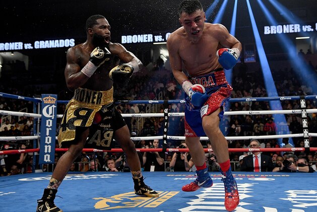 CINCINNATI, OH - FEBRUARY 18: Adrian Granados, right, reacts after being hit by Adrien Broner during their fight at the Cintas Center on February 18, 2017 in Cincinnati, Ohio. (Photo by Bobby Ellis/Getty Images) CINCINNATI, OH - FEBRUARY 18: Adrian Granados, right, reacts after being hit by Adrien Broner during their fight at the Cintas Center on February 18, 2017 in Cincinnati, Ohio. (Photo by Bobby Ellis/Getty Images)