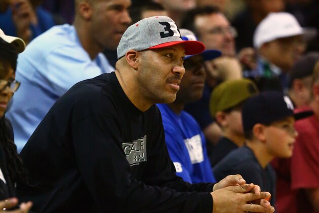 Feb 5, 2017; Rancho Cucamonga, CA, USA; LaVar Ball , father of Chino Hills guard LaMelo Ball (not pictured) against the Rancho Cucamonga Cougars at Rancho Cucamonga High School. Mandatory Credit: Mark J. Rebilas-USA TODAY Sports