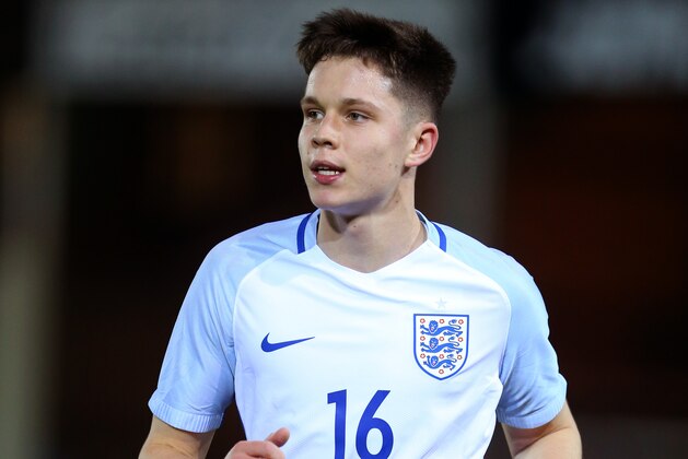 PETERBOROUGH, ENGLAND - NOVEMBER 14: George Hirst of England U18 during the U18 International Friendly match between England and France at London Road Stadium on November 14, 2016 in Peterborough, England. (Photo by Catherine Ivill - AMA/Getty Images)