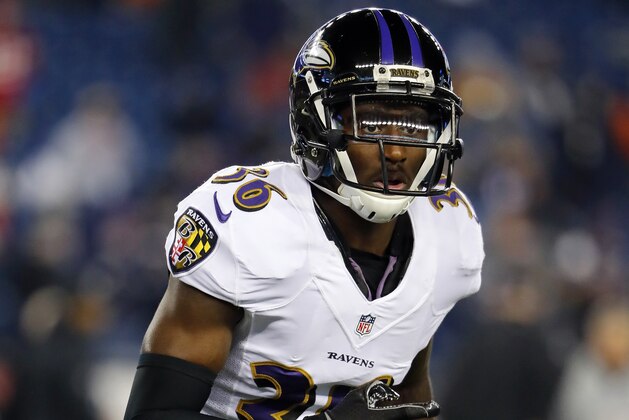 Baltimore Ravens cornerback Tavon Young before an NFL football game against the New England Patriots at Gillette Stadium in Foxborough, Mass. Monday, Dec. 12, 2016. (Winslow Townson/AP Images for Panini)