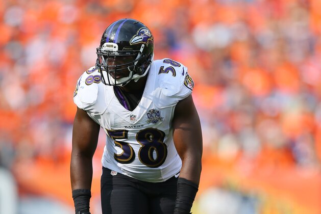 DENVER, CO - SEPTEMBER 13: Outside linebacker Elvis Dumervil #58 of the Baltimore Ravens in action against the Baltimore Ravens at Sports Authority Field at Mile High on September 13, 2015 in Denver, Colorado. (Photo by Justin Edmonds/Getty Images) DENVER, CO - SEPTEMBER 13: Outside linebacker Elvis Dumervil #58 of the Baltimore Ravens in action against the Baltimore Ravens at Sports Authority Field at Mile High on September 13, 2015 in Denver, Colorado. (Photo by Justin Edmonds/Getty Images)