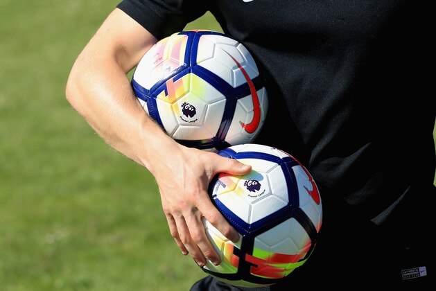 BRIGHTON, ENGLAND - JUNE 01:  Nike Ordem V Premier League Match Balls are pictured during the Premier League Kicks - Nike Ordem V Premier League Match Ball Launch on June 1, 2017 in Brighton, England.  (Photo by Andrew Redington/Getty Images for Premier League)
