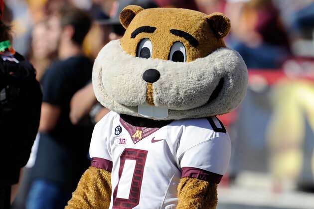 COLLEGE PARK, MD - OCTOBER 15: The Minnesota Golden Gophers mascot performs during the game against the Maryland Terrapins on October 15, 2016 in College Park, Maryland. (Photo by G Fiume/Maryland Terrapins/Getty Images) COLLEGE PARK, MD - OCTOBER 15: The Minnesota Golden Gophers mascot performs during the game against the Maryland Terrapins on October 15, 2016 in College Park, Maryland. (Photo by G Fiume/Maryland Terrapins/Getty Images)