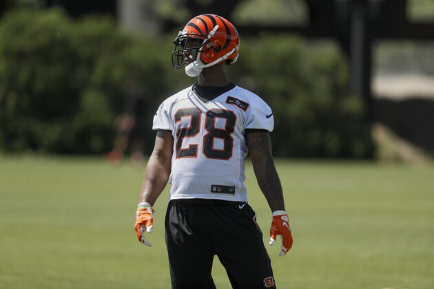 Cincinnati Bengals running back Joe Mixon practices during organized team activities, Tuesday, May 23, 2017, in Cincinnati. (AP Photo/John Minchillo)