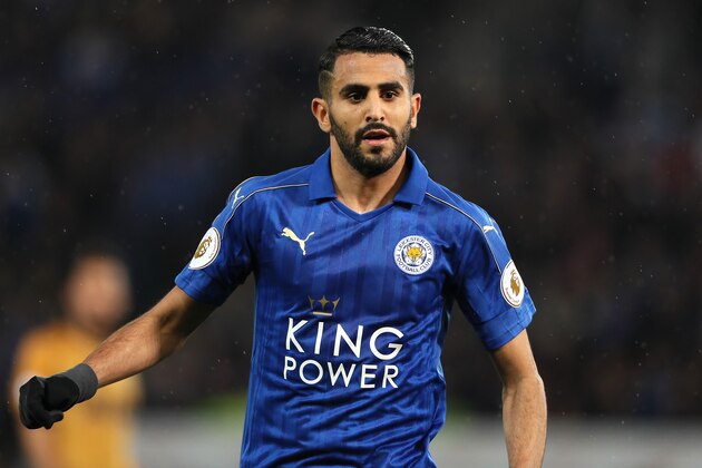 LEICESTER, ENGLAND - MAY 18:  Riyad Mahrez of Leicester City in action during the Premier League match between Leicester City and Tottenham Hotspur at The King Power Stadium on May 18, 2017 in Leicester, England.  (Photo by Matthew Ashton - AMA/Getty Images)