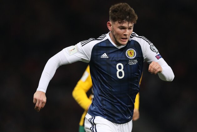 GLASGOW, SCOTLAND - OCTOBER 08:  Oliver Burke of Scotland controls the ball during the FIFA 2018 World Cup Qualifier between Scotland and Lithuania at Hampden Park on October 8, 2016 in Glasgow, Scotland. (Photo by Ian MacNicol/Getty Images)