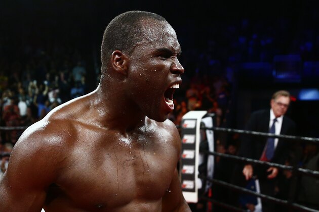 QUEBEC CITY, QC - JULY 29:   Adonis Stevenson of Canada celebrates after defeating Thomas Williams Jr. of the US. during their WBC light heavyweight championship fight at the Centre Videotron on July 29, 2016 in Quebec City, Quebec, Canada. (Photo by Mathieu Belanger/Getty Images)