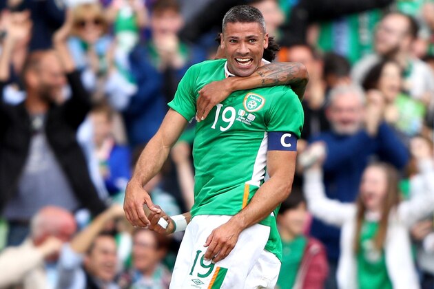 DUBLIN, IRELAND - JUNE 04:  Jonathan Walters of Republic of Ireland celebrates scoring the opening goal during the International Friendly match between Republic of Ireland and Uruguay at Aviva Stadium on June 4, 2017 in Dublin, Ireland.  (Photo by Ian Walton/Getty Images)