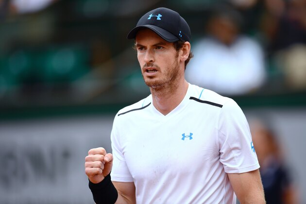 Britain's Andy Murray reacts after a point against Russia's Karen Khachanov during their tennis match at the Roland Garros 2017 French Open on June 5, 2017 in Paris.  / AFP PHOTO / CHRISTOPHE SIMON        (Photo credit should read CHRISTOPHE SIMON/AFP/Getty Images)