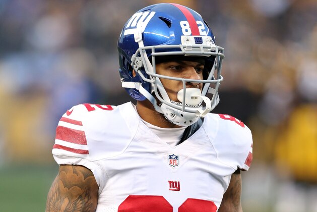 PITTSBURGH, PA - DECEMBER 04:  Roger Lewis Jr. #82 of the New York Giants looks on before the game against the Pittsburgh Steelers at Heinz Field on December 4, 2016 in Pittsburgh, Pennsylvania. The Steelers defeated the Giants 24-14.  (Photo by Rob Leiter via Getty Images)