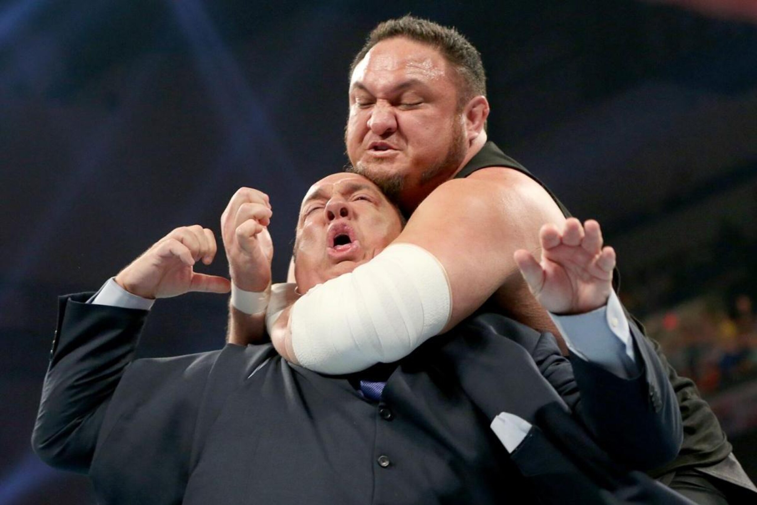 Samoa Joe attacks Paul Heyman Samoa Joe attacks Paul Heyman