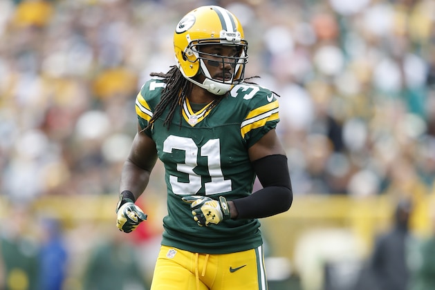 GREEN BAY, WI - OCTOBER 19: Davon House #31 of the Green Bay Packers in action against the Carolina Panthers during the game at Lambeau Field on October 19, 2014 in Green Bay, Wisconsin. The Packers defeated the Panthers 38-17. (Photo by Joe Robbins/Getty Images)
