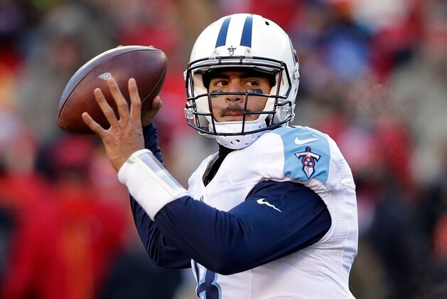 KANSAS CITY, MO - DECEMBER 18: Quarterback Marcus Mariota #8 of the Tennessee Titans in action during the game against the Kansas City Chiefs at Arrowhead Stadium on December 18, 2016 in Kansas City, Missouri. (Photo by Jamie Squire/Getty Images) KANSAS CITY, MO - DECEMBER 18: Quarterback Marcus Mariota #8 of the Tennessee Titans in action during the game against the Kansas City Chiefs at Arrowhead Stadium on December 18, 2016 in Kansas City, Missouri. (Photo by Jamie Squire/Getty Images)