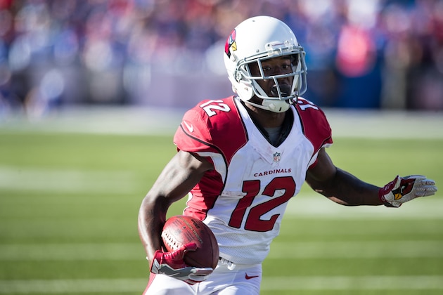 ORCHARD PARK, NY - SEPTEMBER 25:  John Brown #12 of the Arizona Cardinals carries the ball during a kick return during the second half against the Buffalo Bills on September 25, 2016 at New Era Field in Orchard Park, New York. Buffalo defeats Arizona 33-18.  (Photo by Brett Carlsen/Getty Images)