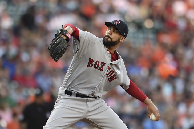 Boston Red Sox pitcher David Price throws against the Baltimore Orioles in the first inning of a baseball game, Saturday, June 3, 2017, in Baltimore.(AP Photo/Gail Burton)